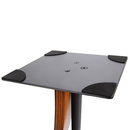 EXIMUS One Pair Fixed Height Universal Speaker Floor Stands with Real Wood - Cherry - 290 Series