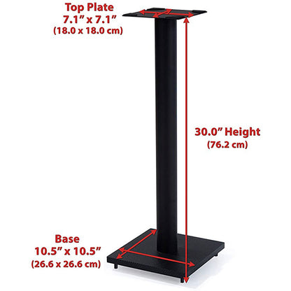 EXIMUS One Pair Fixed Height Universal Speaker Floor Stands with Faux Carbon Fiber Base