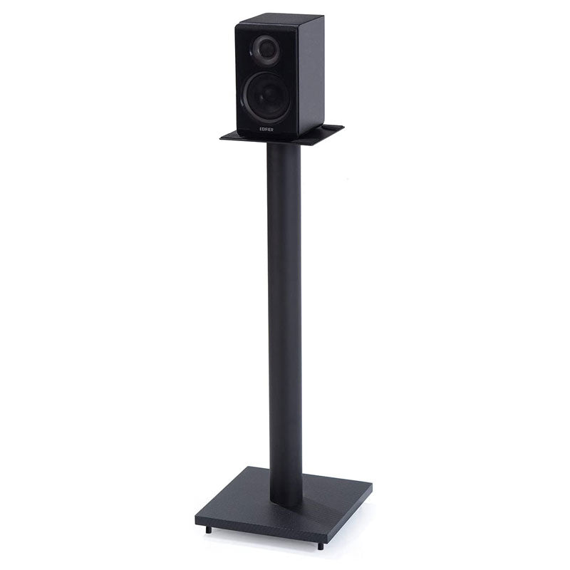EXIMUS One Pair Fixed Height Universal Speaker Floor Stands with Faux Carbon Fiber Base
